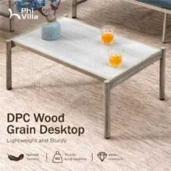 Phi Villa Vintage Outdoor Wicker And Mimics Wood Sofa Set With Coffee Table -Phi Villa phi villa vintage outdoor wicker mimics wood sofa01