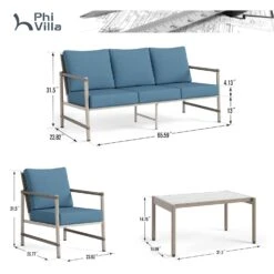 Phi Villa Vintage Outdoor Wicker And Mimics Wood Sofa Set With Coffee Table -Phi Villa phi villa vintage outdoor wicker mimics wood sofa04