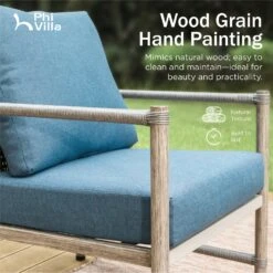 Phi Villa Vintage Outdoor Wicker And Mimics Wood Sofa Set With Coffee Table -Phi Villa phi villa vintage outdoor wicker mimics wood sofa06 a39c68a3 36f5 4150 adf4 5212f0af52ed