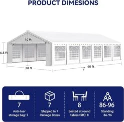 Phi Villa Heavy Duty Party Tent Wedding Event Shelter With Removable Sidewalls -Phi Villa phi villa white heavy duty party tent wedding event shelter with removable sidewalls06 dcf45591 1b66 4d3b 936e ba3ef79d06df