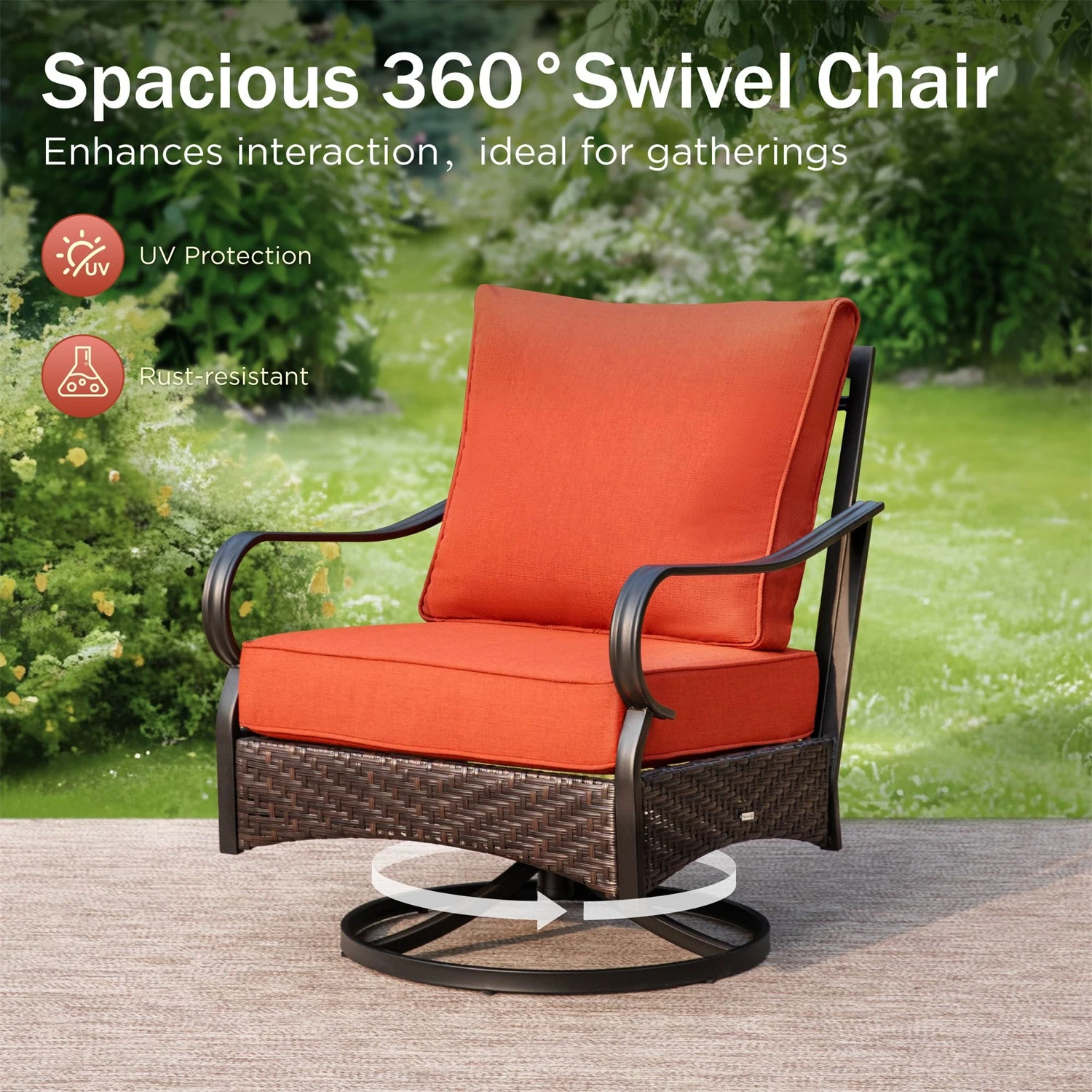 Phi Villa 5-Seater Outdoor Steel & Rattan Sofa Set With Rectangle Fire Pit Table 6 Phi Villa 5-Seater Outdoor Steel & Rattan Sofa Set With Rectangle Fire Pit Table - Image 4