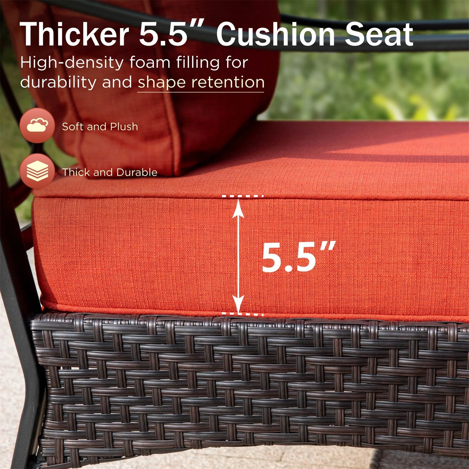 Phi Villa 5-Seater Outdoor Steel & Rattan Sofa Set With Rectangle Fire Pit Table 8 Phi Villa 5-Seater Outdoor Steel & Rattan Sofa Set With Rectangle Fire Pit Table - Image 6