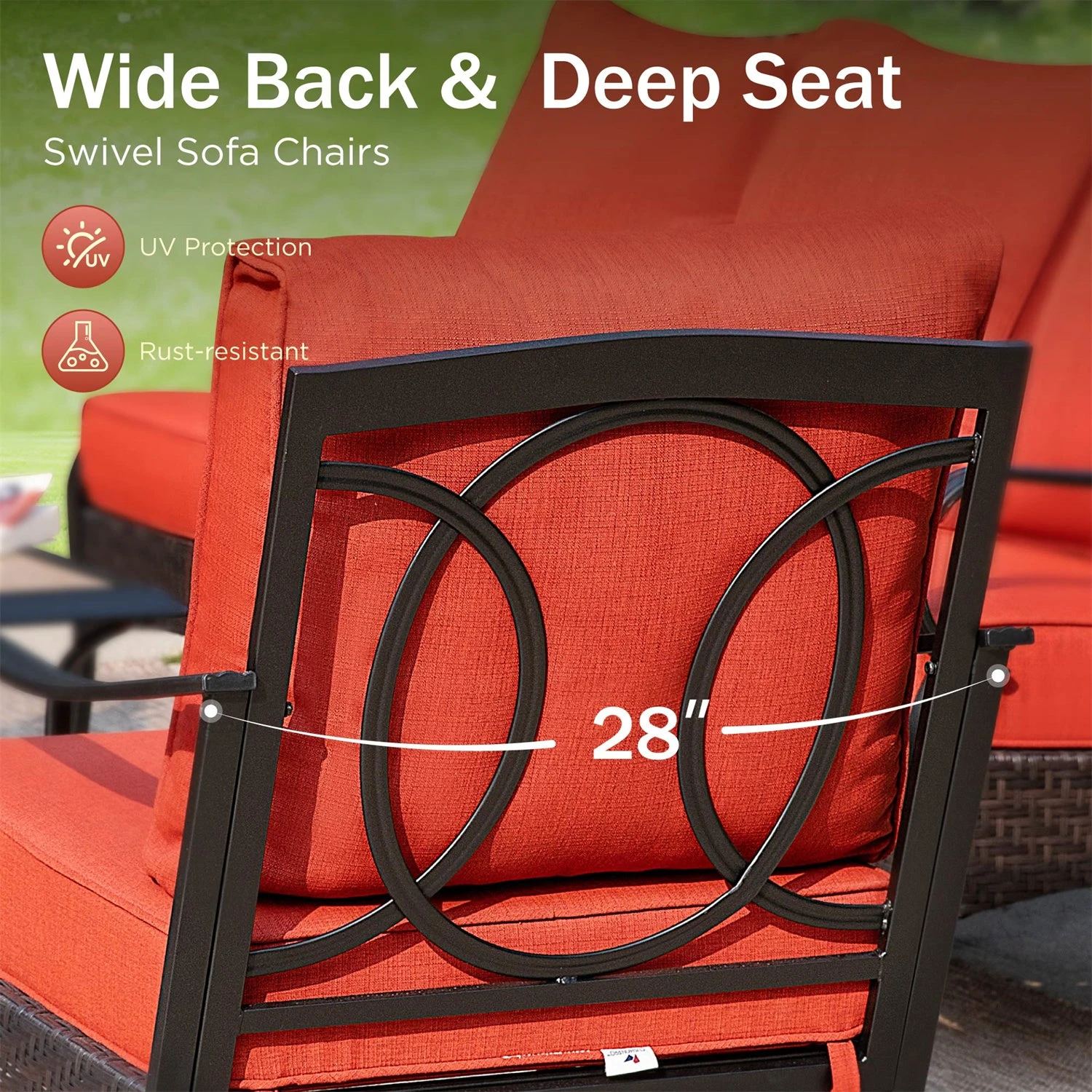 Phi Villa 5-Seater Outdoor Steel & Rattan Sofa Set With Rectangle Fire Pit Table 7 Phi Villa 5-Seater Outdoor Steel & Rattan Sofa Set With Rectangle Fire Pit Table - Image 5