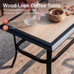 Phi Villa 5-Seater Outdoor Steel & Rattan Sofa Set With Coffee Table -Phi Villa phi villa wicker steel outdoor conversation sofa10