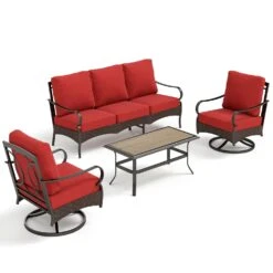 Phi Villa 5-Seater Outdoor Steel & Rattan Sofa Set With Coffee Table -Phi Villa phi villa wicker steel patio sofa set13 a9d630be 8a7e 4001 9b35 ee26a8c2d3cf