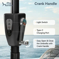 PHI VILLA 13Ft Double-Sided Umbrella - Solar Powered LED Lights, Adjustable Crank, And Durable Construction -Phi Villa phi villa 13ft double sided umbrella02 36ae4df8 cebe 4d5d a474 da04690bc191