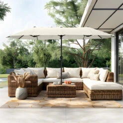 PHI VILLA 13ft 11-Color Double-Sided Outdoor Large Umbrella -Phi Villa phi villa 13ft double sided umbrella03 d014692f ef00 4230 bdd7 ad7af4caf6de