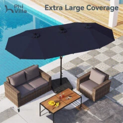 PHI VILLA 13Ft Double-Sided Umbrella - Solar Powered LED Lights, Adjustable Crank, And Durable Construction -Phi Villa phi villa 13ft double sided umbrella04 de91e986 76ab 4239 a853 b10e5c9bc134