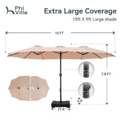 PHI VILLA 15ft 11-Color Double-Sided Patio Extra Large Twin Umbrella -Phi Villa phi villa 15ft double sided umbrella04 6bd577bc 4133 41d7 b722 68526ddc3048