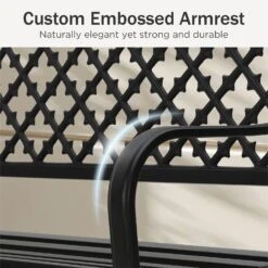 PHI VILLA 50 Inch Heavy Duty Outdoor Metal Garden Bench With Backrest And Armrest For Garden, Lawn, Yard, Outdoors -Phi Villa phi villa outdoor metal garden bench02