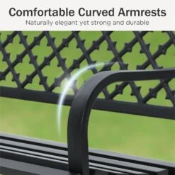 PHI VILLA 50 Inch Heavy Duty Outdoor Metal Garden Bench With Backrest And Armrest For Garden, Lawn, Yard, Outdoors -Phi Villa phivilla50inchheavydutypatiometalbench02