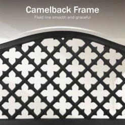 PHI VILLA 50 Inch Heavy Duty Outdoor Metal Garden Bench With Backrest And Armrest For Garden, Lawn, Yard, Outdoors -Phi Villa phivilla50inchheavydutypatiometalbench04