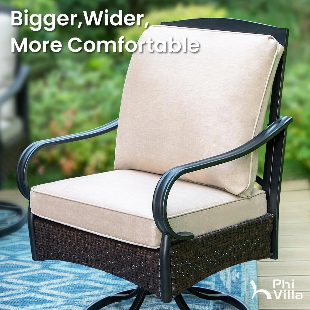 7-Pcs Luxurious Cushioned Swivel Chairs Set With Round Table For Deck-Phi Villa 4 7-Pcs Luxurious Cushioned Swivel Chairs Set With Round Table For Deck-Phi Villa - Image 2