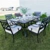Phi Villa 7-Piece Patio Dining Set Of Stylish Steel Chairs And Steel Rectangle Table -Phi Villa set table 15