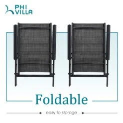 Phi Villa Folding Sling Dining Chair Aluminum & Steel Frame, Set Of 2 -Phi Villa ssagd