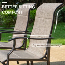 PHI VILLA 7-Piece Outdoor Dining Set With Rectangle Steel Table & 6 Textilene Dining Chairs -Phi Villa textline fixed padded chair 117 2 5c9ff2bf 99a7 461b bc2f e22dc20be874