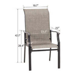 PHI VILLA 7-Piece Outdoor Dining Set With Rectangle Steel Table & 6 Textilene Dining Chairs -Phi Villa textline fixed padded chair 117 6 fc9a4420 cf73 4f0a a831 fcc32122b6b1