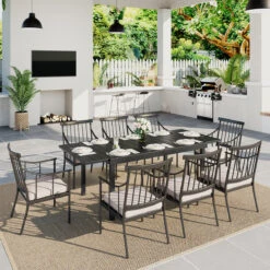 6-8 Person Extenable Outdoor Dining Table PHI VILLA 18 6-8 Person Extenable Outdoor Dining Table PHI VILLA -Phi Villa windsorchairsexpandablediningsetfor8