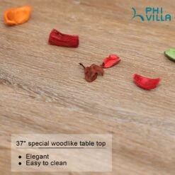 Phi Villa Wood-Look Patio Dining Table With Umbrella Hole -Phi Villa woodliketable